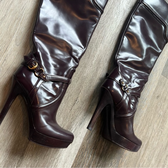 Vintage Y2K Gucci platform leather knee high boots - Picture 11 of 16
